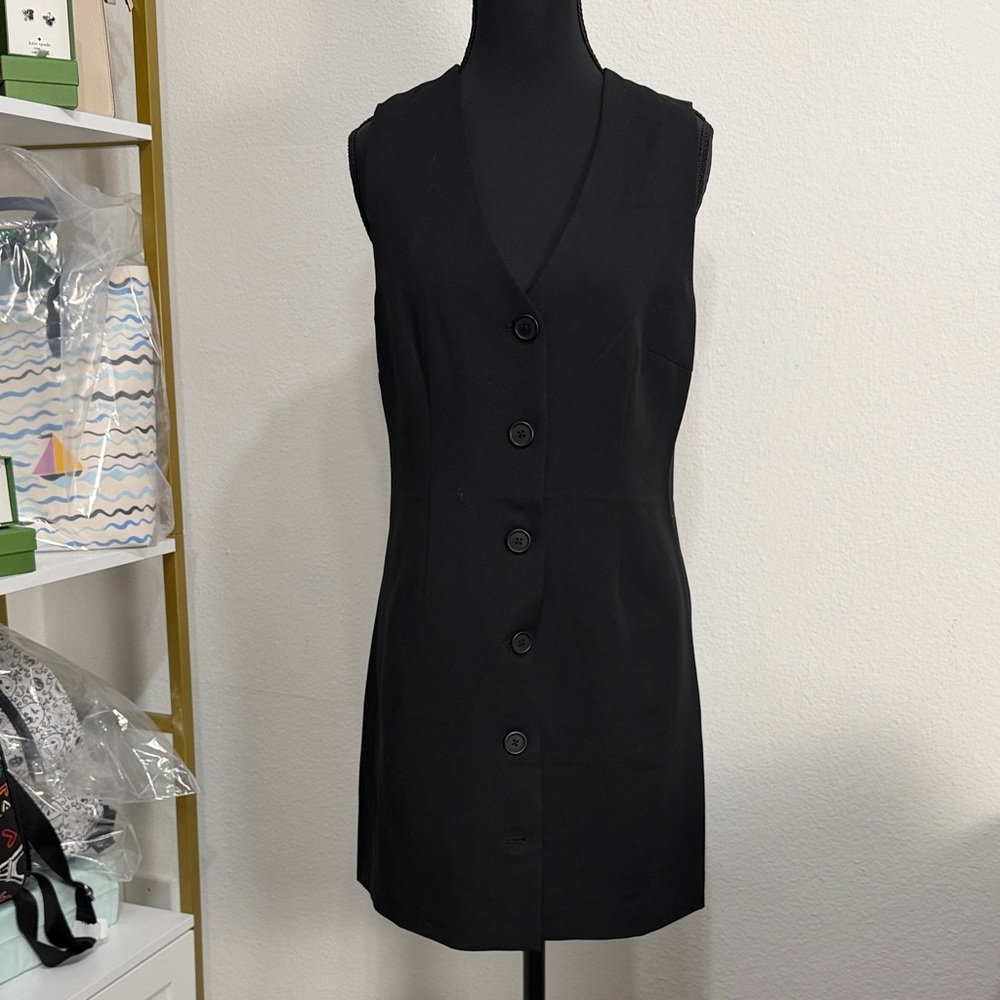 Steve Madden black Dress Front button closure V-neck Sleeveless Size S - Picture 8 of 9
